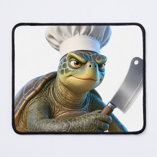 Item preview, Cute Sea Turtle Chef with Meat Cleaver - Pixar Style designed and sold by CodeCapyVibes.