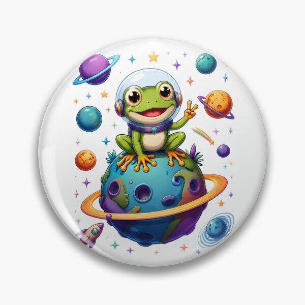 Item preview, Peaceful Galaxy Frog Astronaut In Space Making Peace Sign designed and sold by Catchy-Couture.
