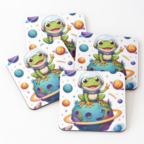 Item preview, Peaceful Galaxy Frog Astronaut In Space Making Peace Sign designed and sold by Catchy-Couture.