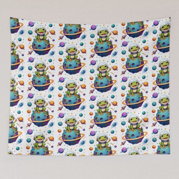Item preview, Peaceful Galaxy Frog Astronaut In Space Making Peace Sign designed and sold by Catchy-Couture.