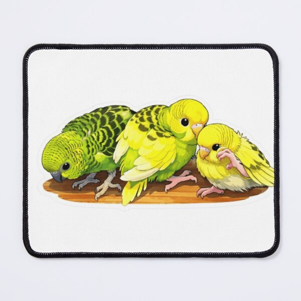 Item preview, Three Parakeets Sitting on a Branch Watercolor Art Print designed and sold by Sepia soul.