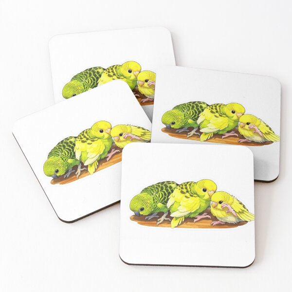 Item preview, Three Parakeets Sitting on a Branch Watercolor Art Print designed and sold by Sepia soul.