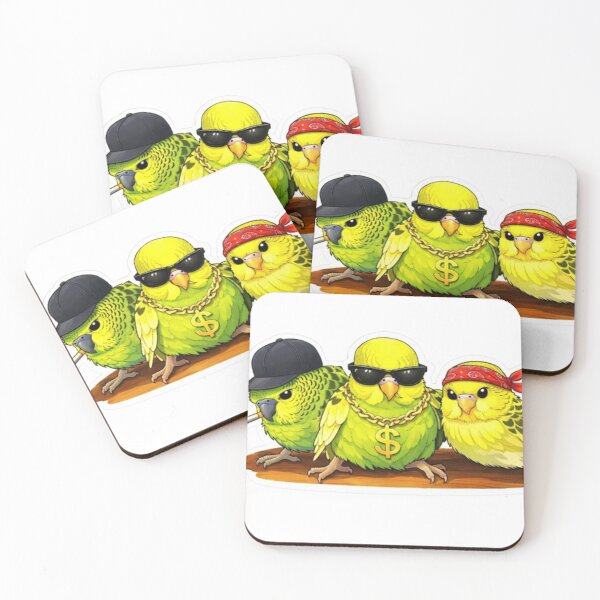 Item preview, Gangster Parakeet Trio Funny Bird Meme Sticker designed and sold by Sepia soul.