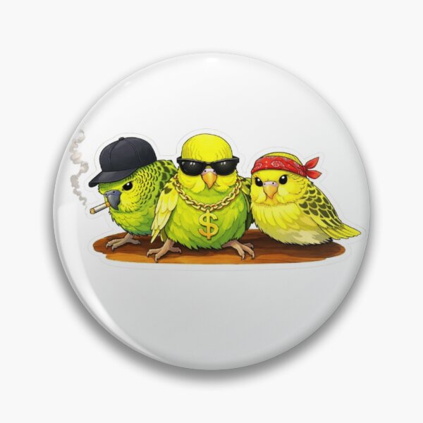 Item preview, Gangster Parakeet Trio Funny Bird Meme Sticker designed and sold by Sepia soul.