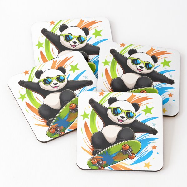 Item preview, Cool Skateboarder Panda With Sunglasses Doing Trick designed and sold by Catchy-Couture.