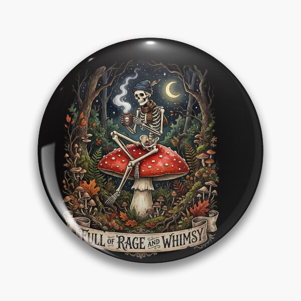 Item preview, Full of Rage and Whimsy Skeleton – Spooky Mushroom Moon designed and sold by w66aboo.