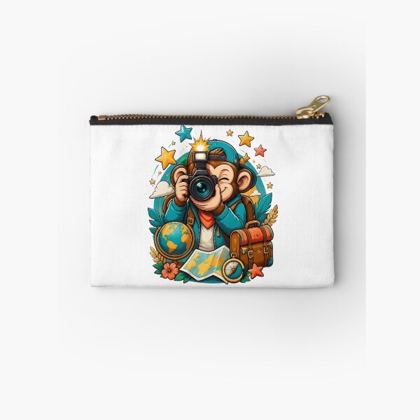 Item preview, Traveling Monkey Photographer With Camera Map and Suitcase designed and sold by Catchy-Couture.