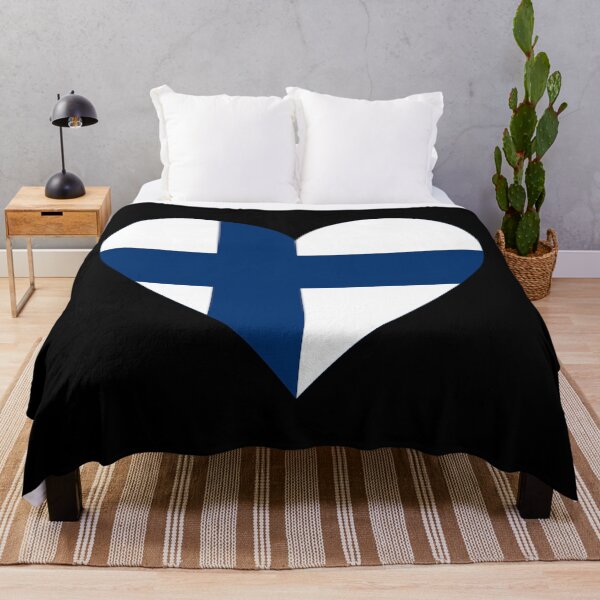 Aperçu de l'œuvre Drapeau finlandais en forme de cœur | Symbole patriotique « J'aime la Finlande » créée et vendue par NTGUILTY.