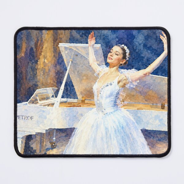 Item preview, Ballerina and Pianist Elegant White Grand Piano Digital Watercolor designed and sold by SlavaArt.
