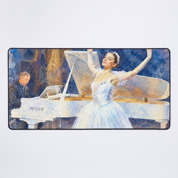 Item preview, Ballerina and Pianist Elegant White Grand Piano Digital Watercolor designed and sold by SlavaArt.