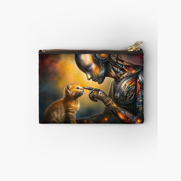 Item preview, Futuristic Robot Interacting with a Playful Kitten designed and sold by Artessie.