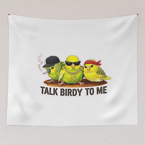 Item preview, Talk Birdy to Me Funny Parakeet Pun Sticker designed and sold by Sepia soul.