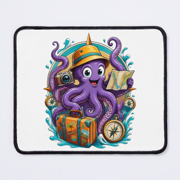 Item preview, Adventurous Traveling Octopus With Camera Map and Suitcase designed and sold by Catchy-Couture.
