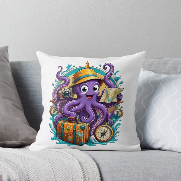Item preview, Adventurous Traveling Octopus With Camera Map and Suitcase designed and sold by Catchy-Couture.
