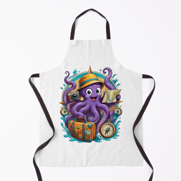 Item preview, Adventurous Traveling Octopus With Camera Map and Suitcase designed and sold by Catchy-Couture.