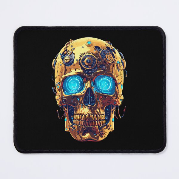 Item preview, Halloween Cybernetic Skull - Gold and Neon Mechanical Skeleton designed and sold by Cyber Gold Studio.