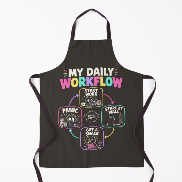 Item preview, My Daily Workflow Funny Work From Home Office Humor Retro Flowchart designed and sold by TontikDesign.