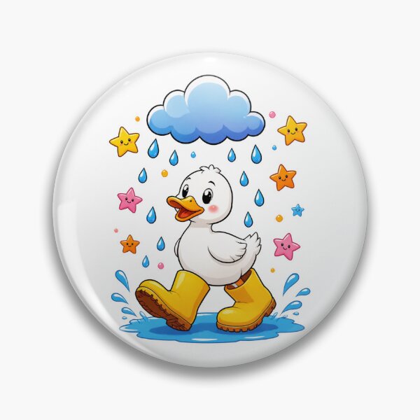 Item preview, Cute Duck In Yellow Rain Boots Jumping In Puddles Under Cloud designed and sold by Catchy-Couture.