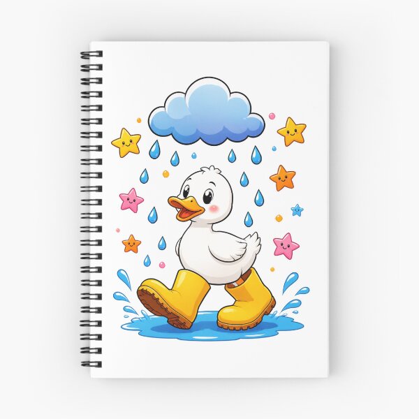 Item preview, Cute Duck In Yellow Rain Boots Jumping In Puddles Under Cloud designed and sold by Catchy-Couture.