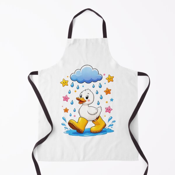 Item preview, Cute Duck In Yellow Rain Boots Jumping In Puddles Under Cloud designed and sold by Catchy-Couture.