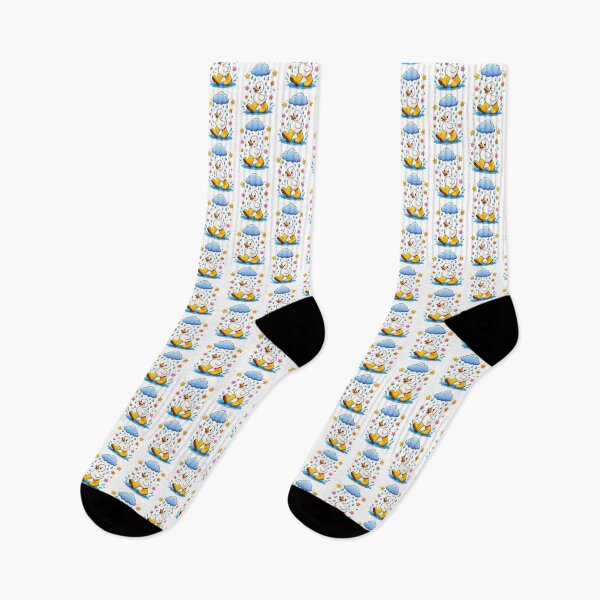 Item preview, Cute Duck In Yellow Rain Boots Jumping In Puddles Under Cloud designed and sold by Catchy-Couture.