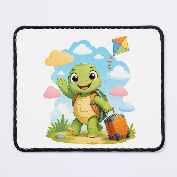 Item preview, Little Traveling Turtle With Suitcase and Kite Waving Hello designed and sold by Catchy-Couture.