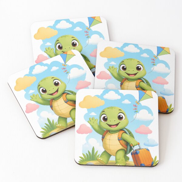 Item preview, Little Traveling Turtle With Suitcase and Kite Waving Hello designed and sold by Catchy-Couture.
