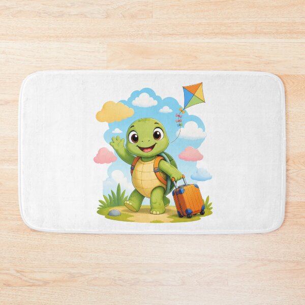 Item preview, Little Traveling Turtle With Suitcase and Kite Waving Hello designed and sold by Catchy-Couture.