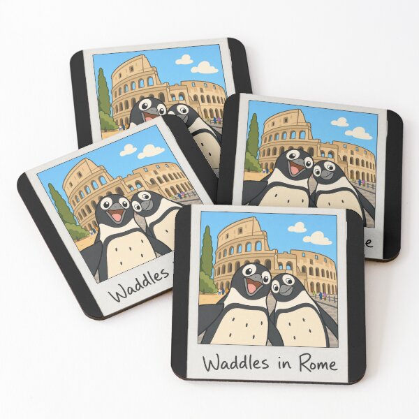 Item preview, Penguin Best Friends in Rome Cute Travel Art designed and sold by BearLoveDesign.