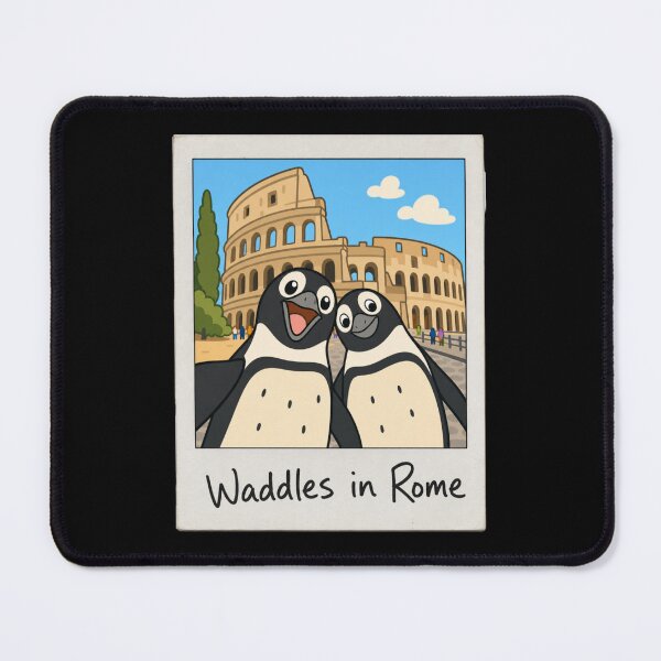 Item preview, Penguin Best Friends in Rome Cute Travel Art designed and sold by BearLoveDesign.