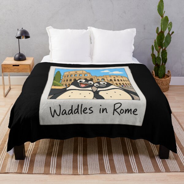Item preview, Penguin Best Friends in Rome Cute Travel Art designed and sold by BearLoveDesign.
