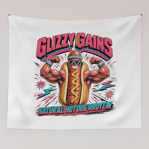 Item preview, Glizzy Gains Muscular Hot Dog Flexing Fitness Humor designed and sold by chattsuede.