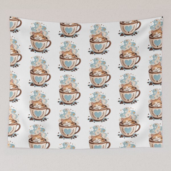 Item preview, Cute Kitten Sleeping In Coffee Cup Sweet Dreams Macchiato Cat designed and sold by Catchy-Couture.