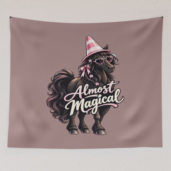 Item preview, Almost Magical Black Horse with Traffic Cone Hat. designed and sold by Endless7Art.