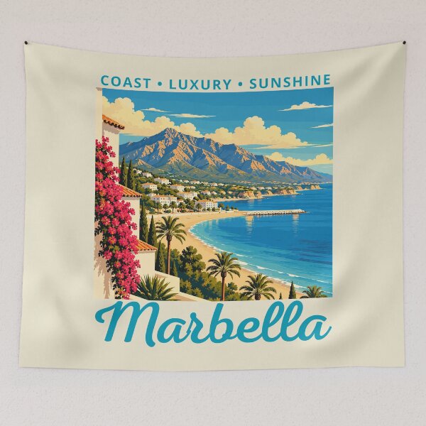 Item preview, Marbella in Spain, Vintage Art Travel Landscape designed and sold by MaateoDesign.