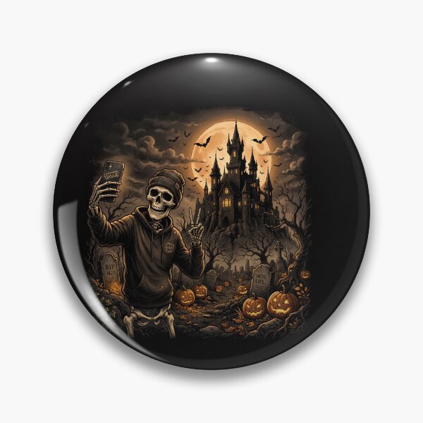 Item preview, Skeleton Selfie in Haunted Graveyard – Gothic Halloween Horror designed and sold by w66aboo.