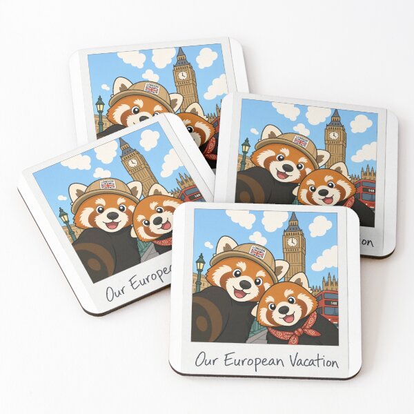 Item preview, Red Panda Best Friends in London Travel Art designed and sold by BearLoveDesign.