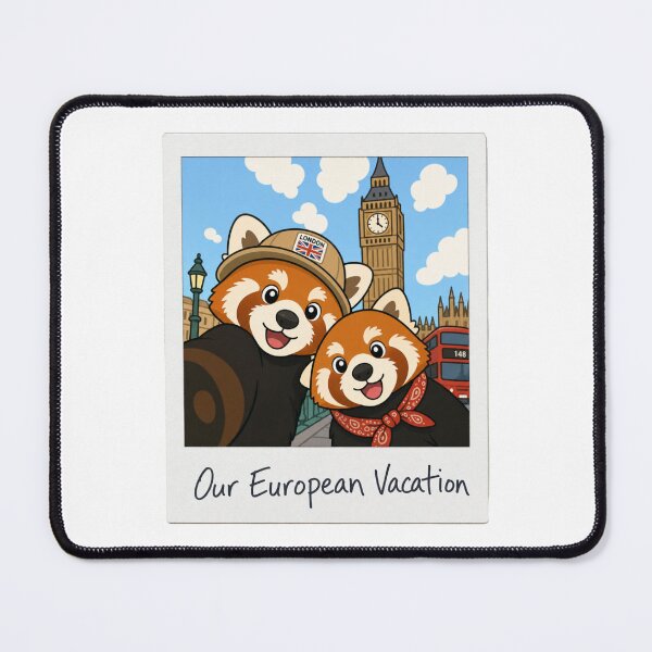 Item preview, Red Panda Best Friends in London Travel Art designed and sold by BearLoveDesign.