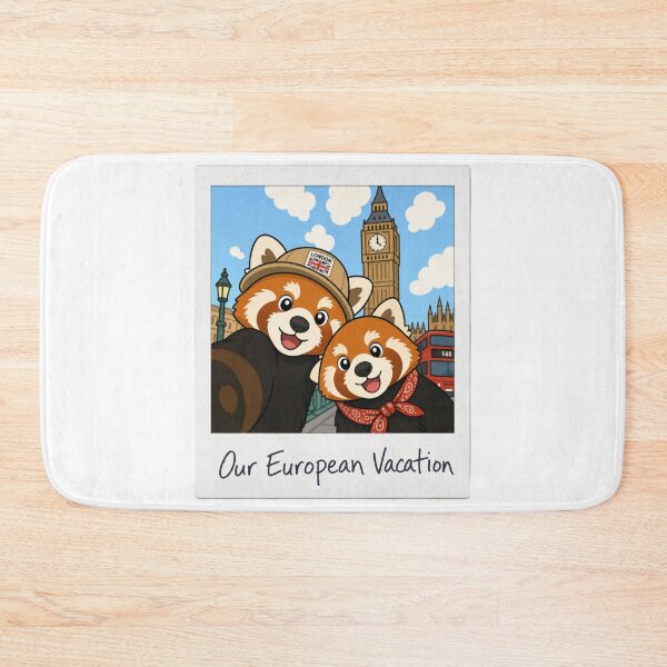 Item preview, Red Panda Best Friends in London Travel Art designed and sold by BearLoveDesign.