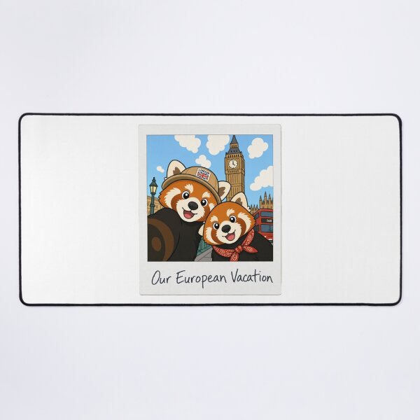 Item preview, Red Panda Best Friends in London Travel Art designed and sold by BearLoveDesign.