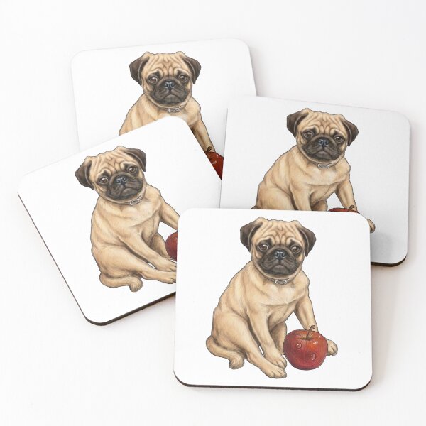 Item preview, Cute PUG Dog With Apple Illustration designed and sold by JoyfulWhimsy.