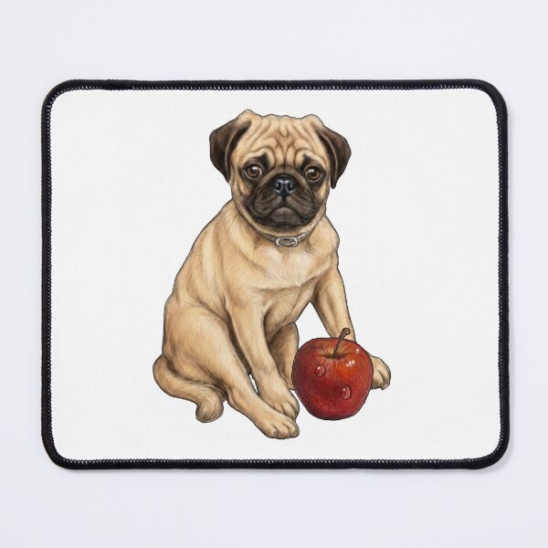 Item preview, Cute PUG Dog With Apple Illustration designed and sold by JoyfulWhimsy.
