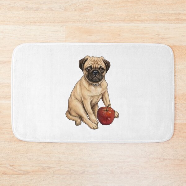 Item preview, Cute PUG Dog With Apple Illustration designed and sold by JoyfulWhimsy.