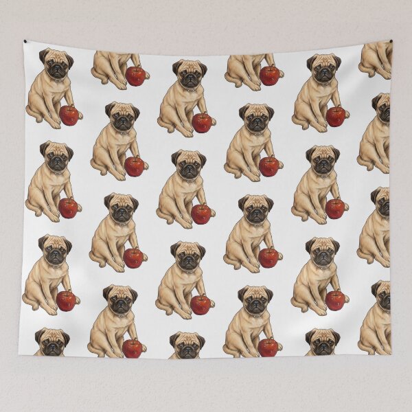Item preview, Cute PUG Dog With Apple Illustration designed and sold by JoyfulWhimsy.