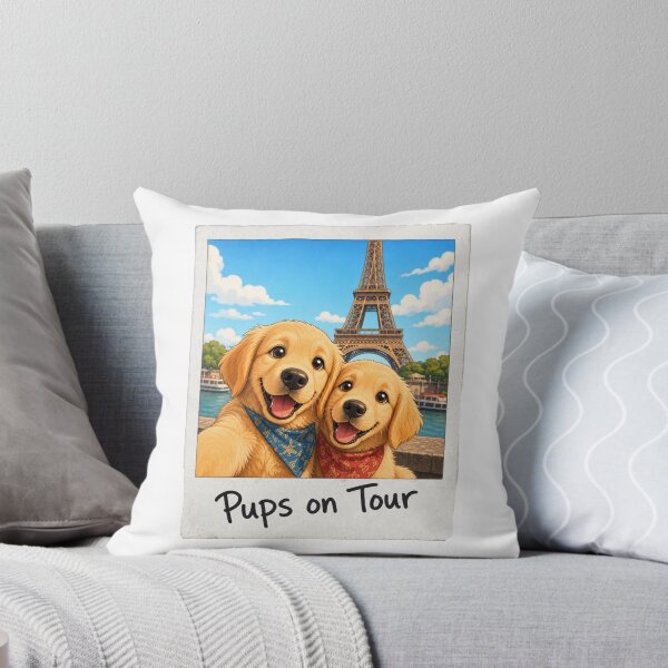 Item preview, Golden Retriever Puppies in Paris Cute Travel Art designed and sold by BearLoveDesign.