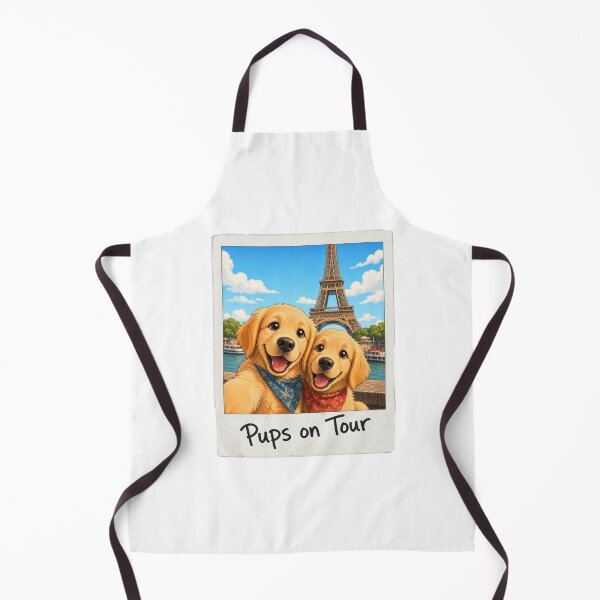 Item preview, Golden Retriever Puppies in Paris Cute Travel Art designed and sold by BearLoveDesign.