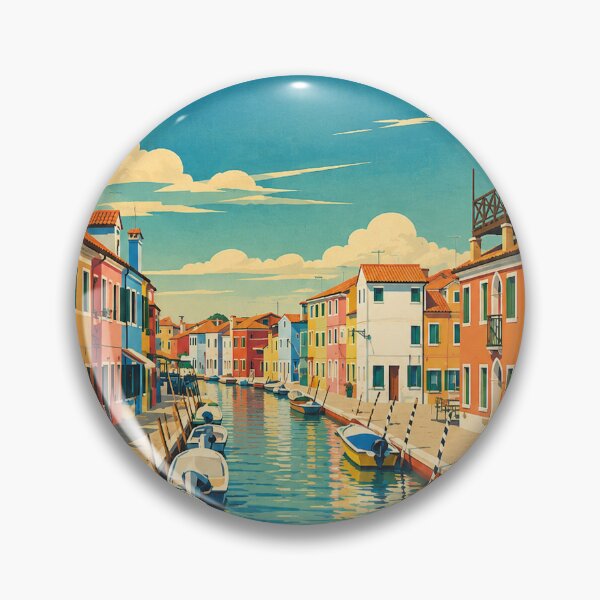 Item preview, Burano Italy vintage travel artwork re-imagined from a photograph designed and sold by Andiamo-Amigos.