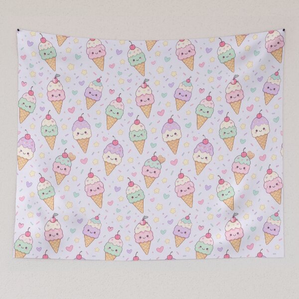 Item preview, Kawaii Ice Cream Cone Pattern designed and sold by Soft Berry Studio.
