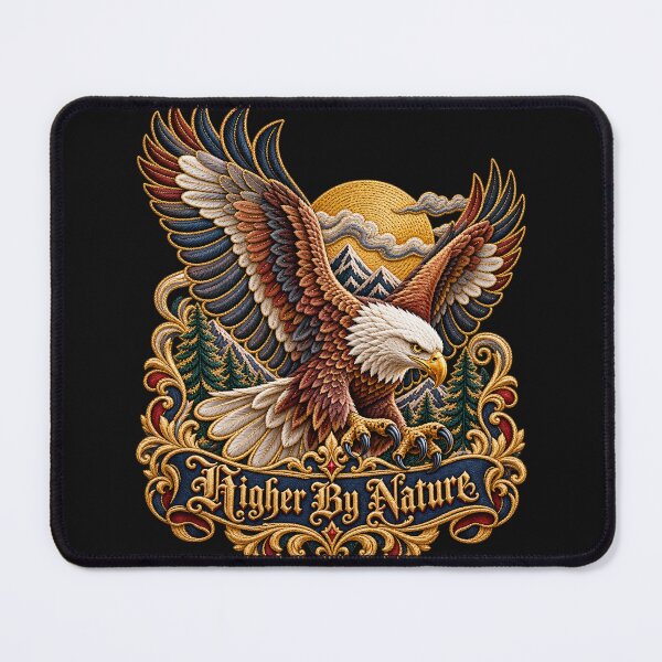 Item preview, Bald Eagle Embroidery Crest – Higher By Nature Mountain Wilderness Emblem designed and sold by Emoji Emblems.