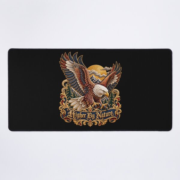 Item preview, Bald Eagle Embroidery Crest – Higher By Nature Mountain Wilderness Emblem designed and sold by Emoji Emblems.